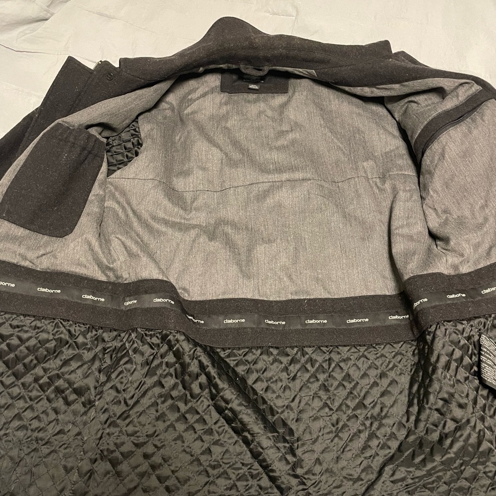 Claiborne 100% Wool Car Coat size Small Charcoal Gray - Picture 4 of 11